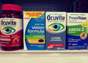 eye vitamins on pharmacy shelf