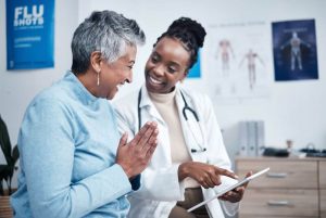 Woman onsulting with doctor