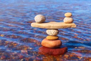 rocks used as a balance scale